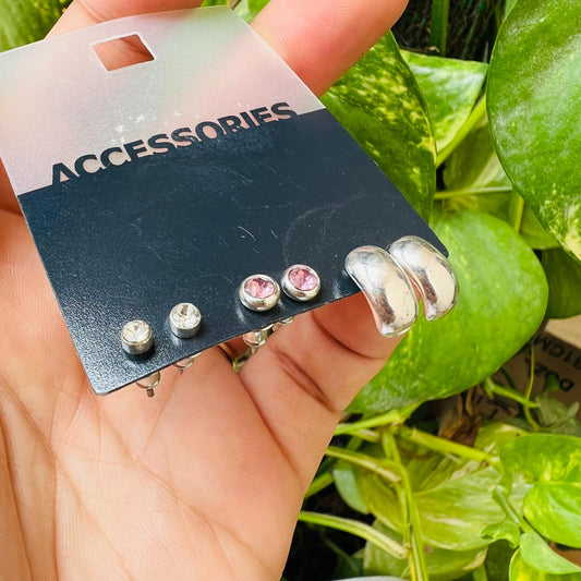 LARQ JEWELS Hoop & Rhinestone Combo Earrings For Women Girls