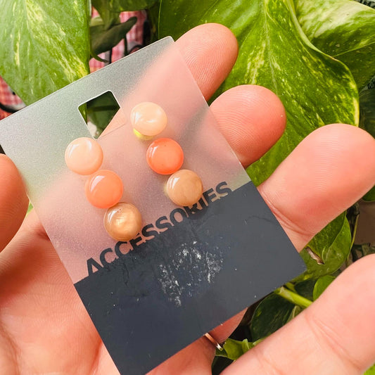 LARQ JEWELS 3 pair Button Shape Cool Stud Earrings