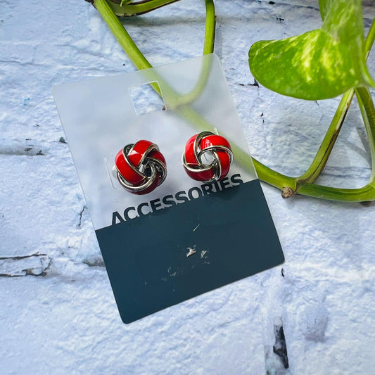LARQ JEWELS Twisted Round Loop Earrings For Women & Girl Red