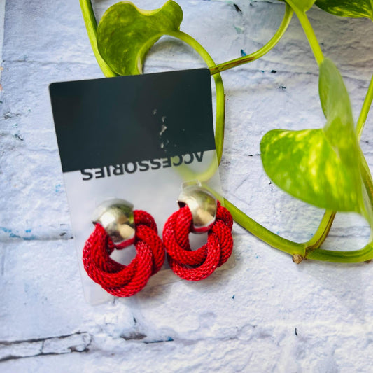 LARQ JEWELS Red Mesh Interloop Stud Stylish Earring