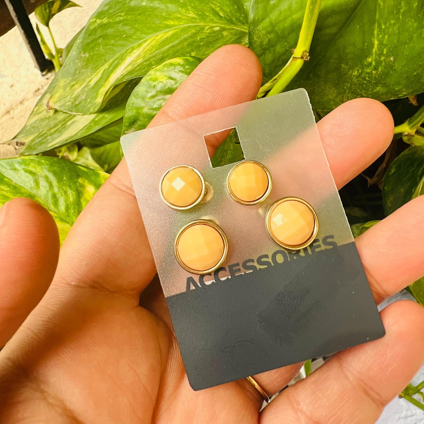 LARQ JEWELS 2 pair Uneven Round Gold Stud Earrings