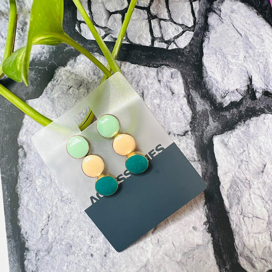 LARQ JEWELS Button Shape 3 Different Color Earrings Combo