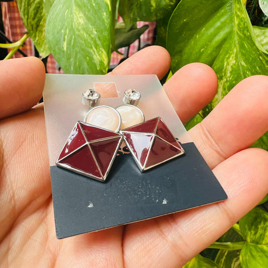 3 pair Round & Square Cross Cutting Combo Earrings