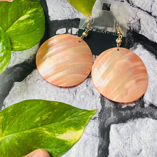 LARQ JEWELS Big Round Acrylic Peach Tone Earrings