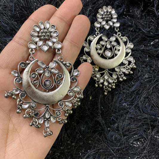 (Unfinished) Celebrity Inspired Collection Oxidized Silver Alloy Drop Earrings for Women