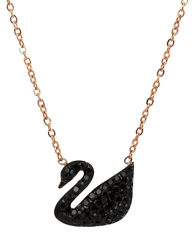 LARQ JEWELS Rose Gold Plated Stylish Duck Tassel Necklace Swan Chain