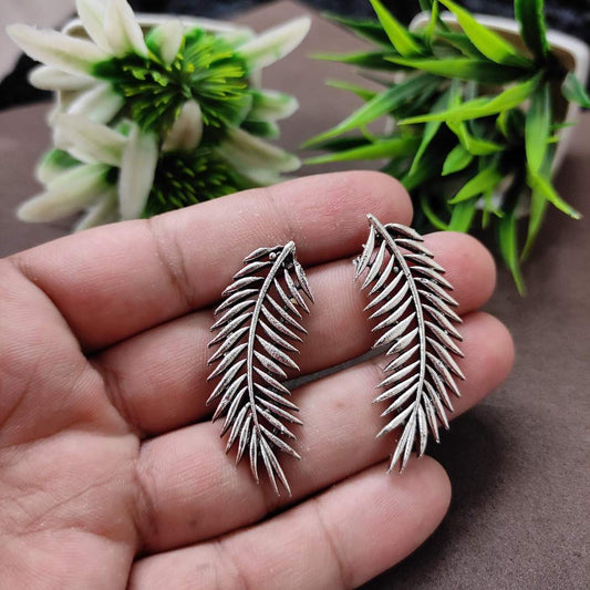 LARQ JEWELS Silver Leaves Vine Stud Earrings for Women And Girls