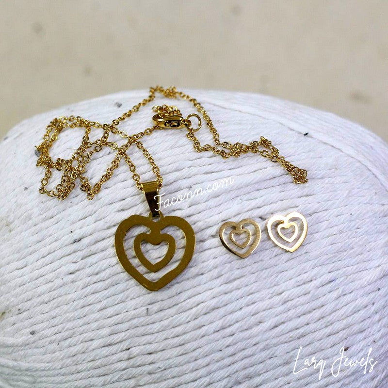 LARQ JEWELS Women Latest Concentric Heart Western Neck Chain Pendant