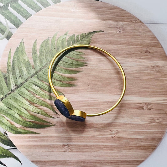 Brass Matt Golden Blue Stone Bracelet