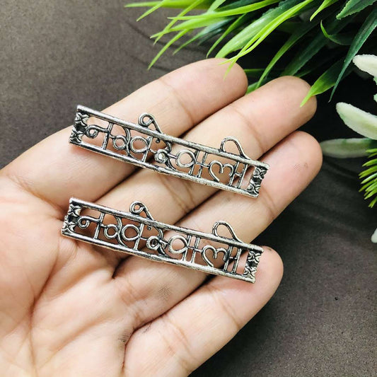 LARQ JEWELS Silver Oxidized Nakhrewali Earring Studs