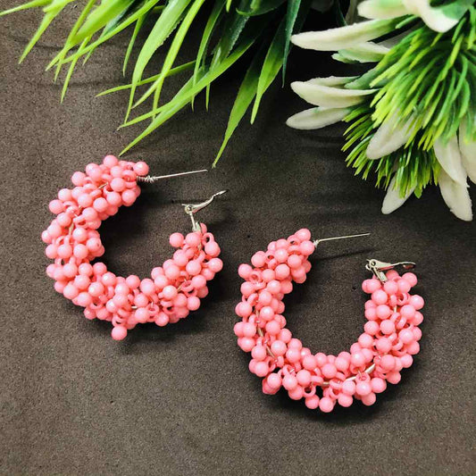 LARQ JEWELS Baby pink HOOP EARRINGS FOR WOMEN AND GIRLS