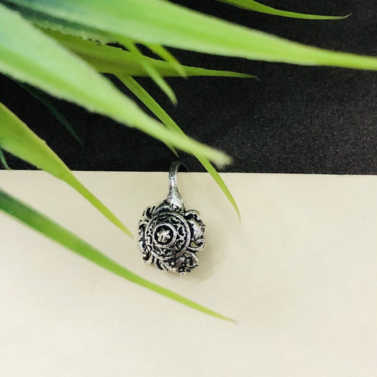 LARQ JEWELS Oxidized Silver Indo Western Fashion Jewellery Nose Pin