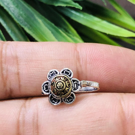 LARQ JEWELS Silver Finish Designer Classy Press On Nose pin stud