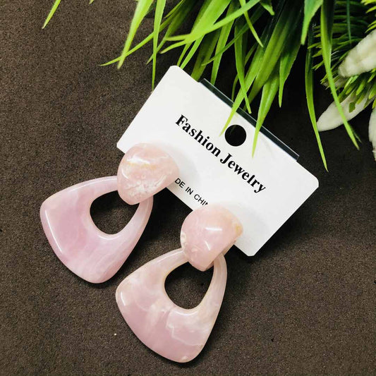 LARQ JEWELS Pink Marble Finishing Acryic Fashion Drop Earrings For Women & Girls