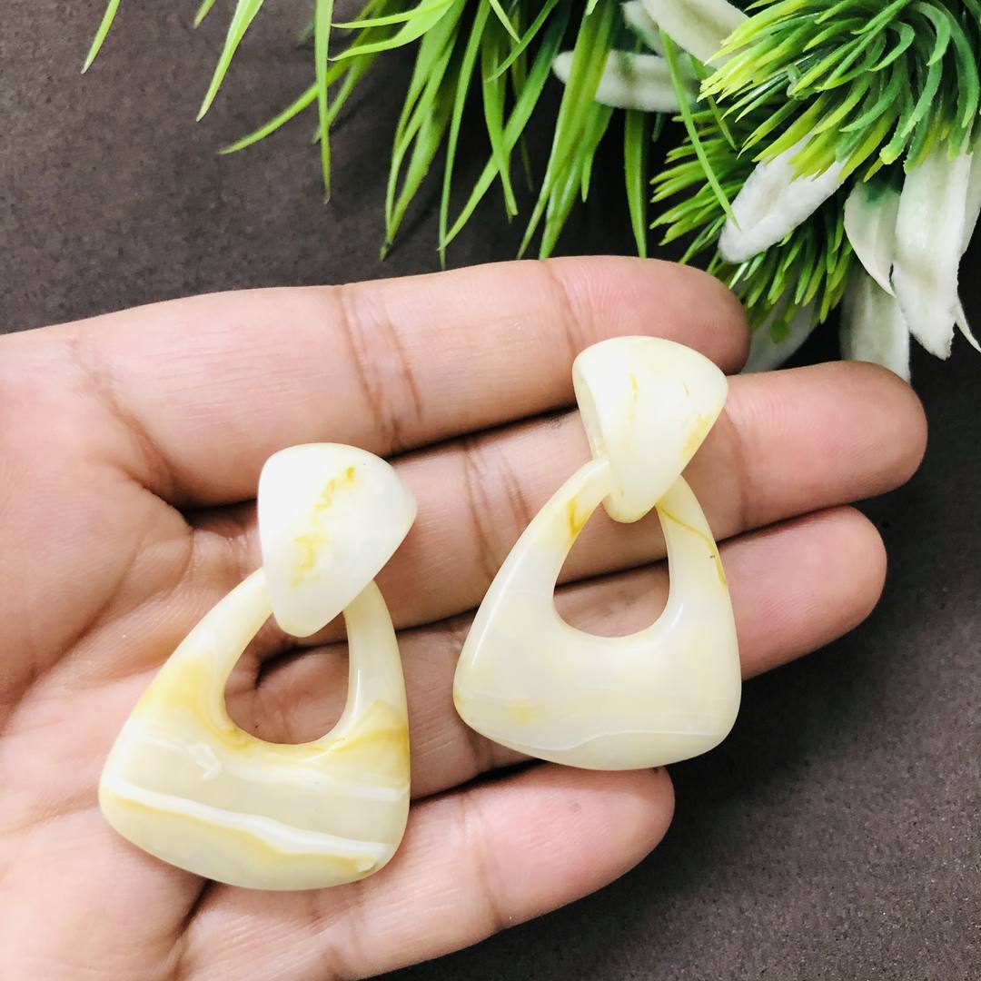 LARQ JEWELS Light Marble Finishing Acryic Fashion Drop Earrings For Women & Girls