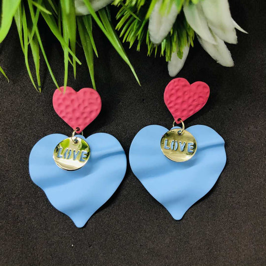 LARQ JEWELS Quirky Heart Shape Love Drop and Dangle Earrings for women and girls
