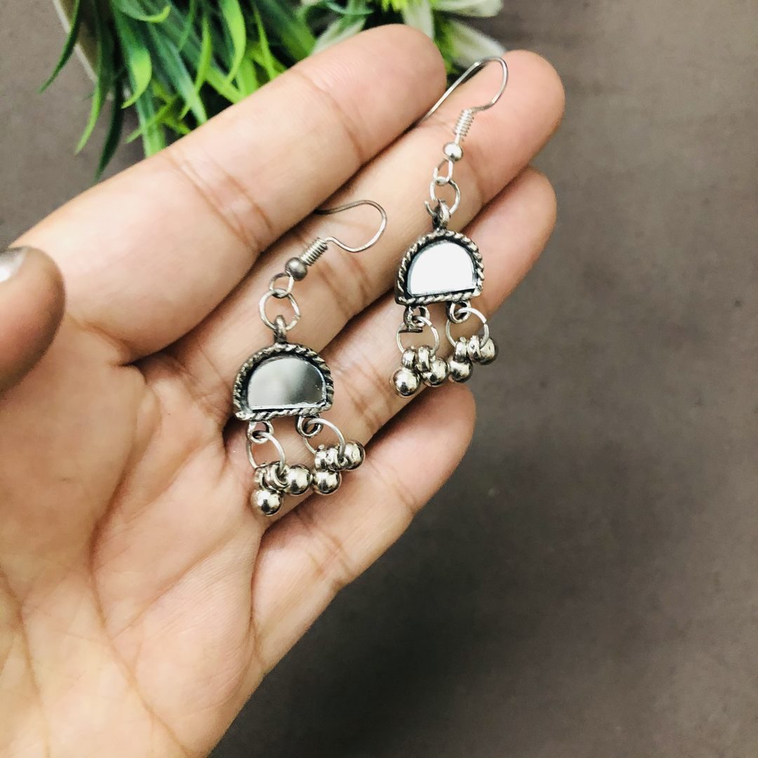 LARQ JEWELS Afghani Mirror Silver Oxidized Ghungroo Choker Necklace