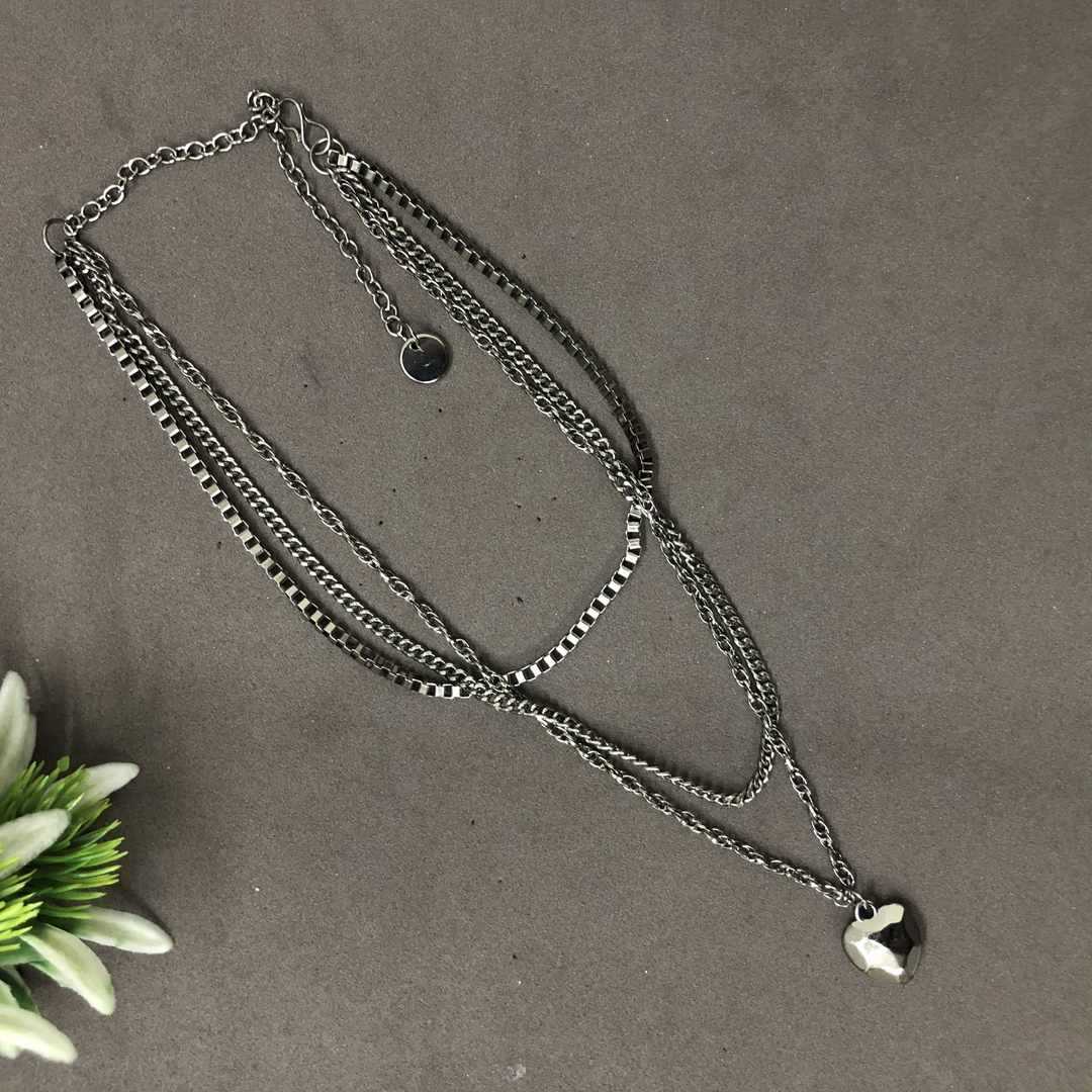 LARQ JEWELS Multi Layer Black Plated Necklace