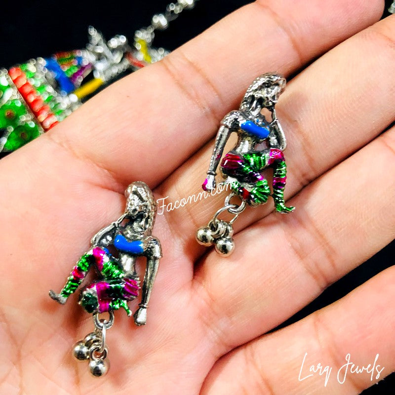 LARQ JEWELS Silver Oxidized Doli Patti Pendant Set for women