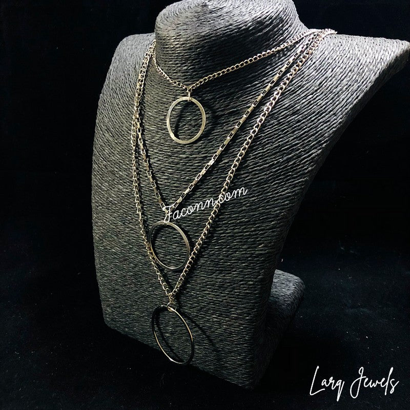 LARQ JEWELS Stylish Circlular Layered Pendant Necklace