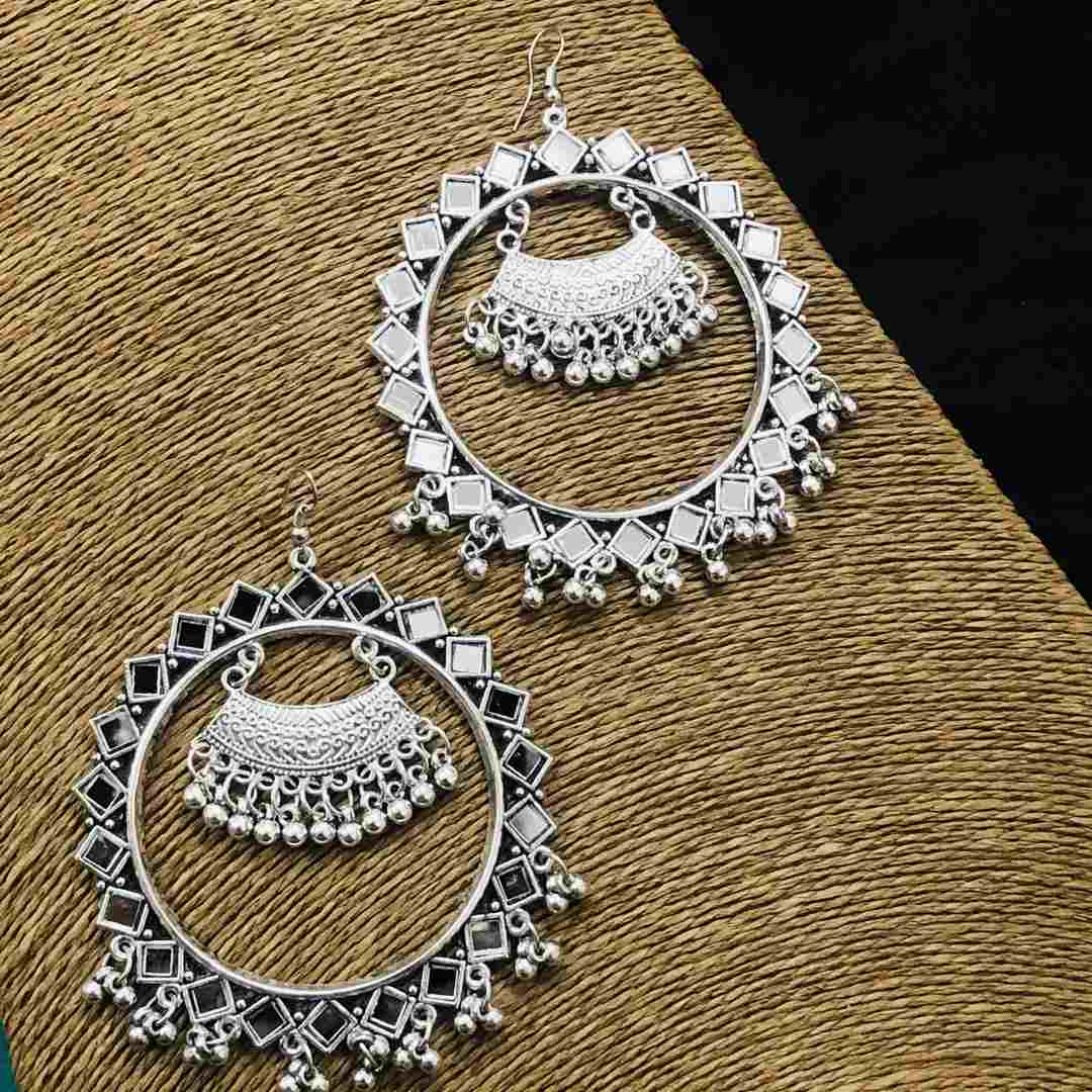 LARQ JEWELS Oxidised Silver Afghani Big Chanbali jhumka Earrings for women and girls