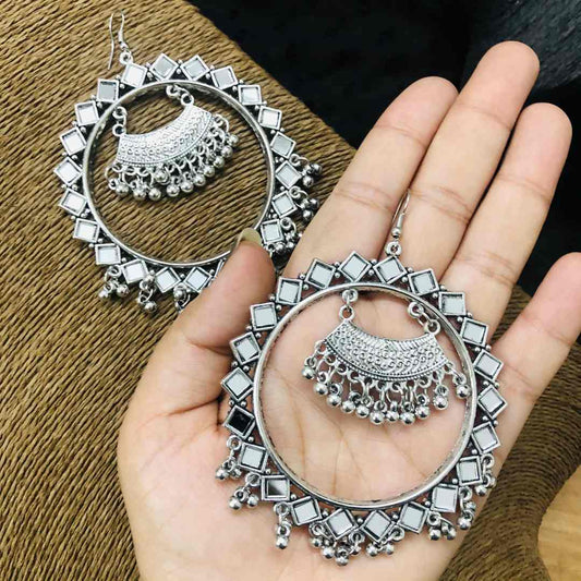 LARQ JEWELS Oxidised Silver Afghani Big Chanbali jhumka Earrings for women and girls