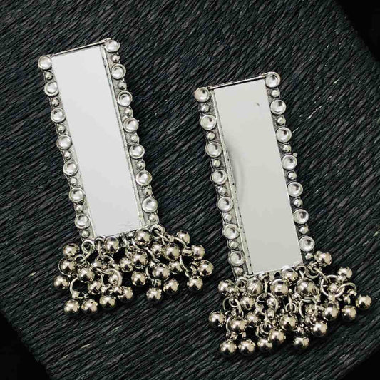 LARQ JEWELS Fabulous silver plated mirror work stud earrings for girls and women