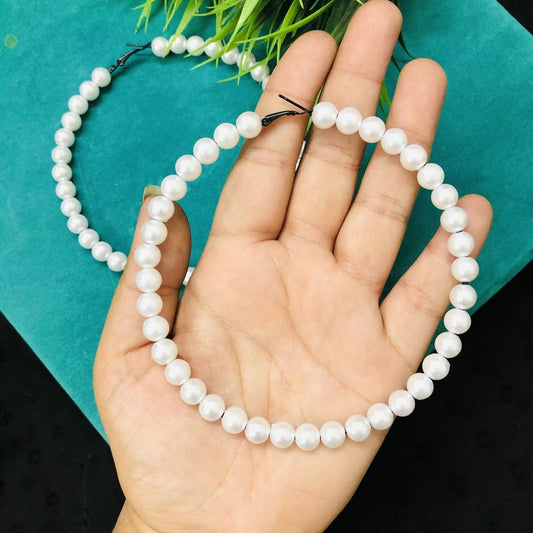 LARQ JEWELS Big Hoop Tassel Drop White Pearl Earrings for Women and Girls