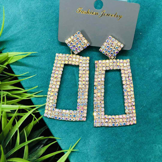 LARQ JEWELS Glittering Cubic Zirconia Studded Gold Stylish Party Earring For Women
