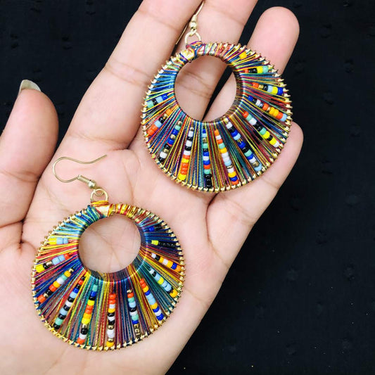 LARQ JEWELS Lightweight Multicolor Beads Hook Dangler Earrings for Women and Girls