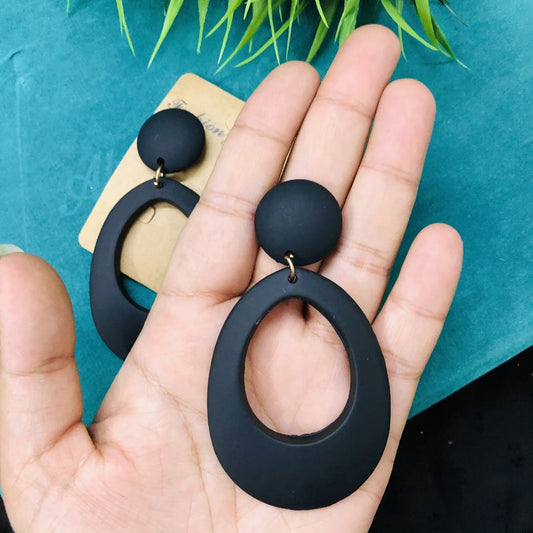 LARQ JEWELS New Style Rubber Material Round Statement Earring For Women - Black