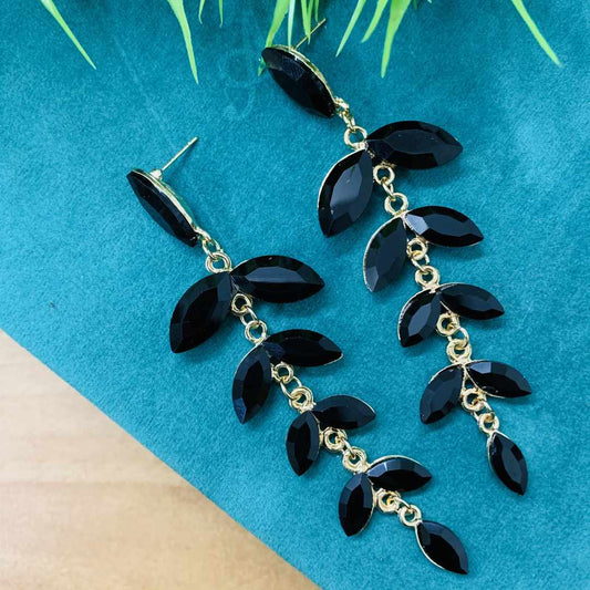 LARQ JEWELS Women's Designer Western Dangle Long Earrings (Black)