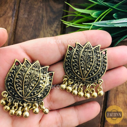 LARQ JEWELS Oxidized Silver Lotus Choker Necklace for women- GOLD