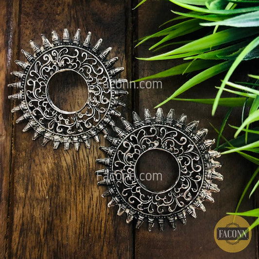 LARQ JEWELS Oxidized Silver Fancy Stud Earrings