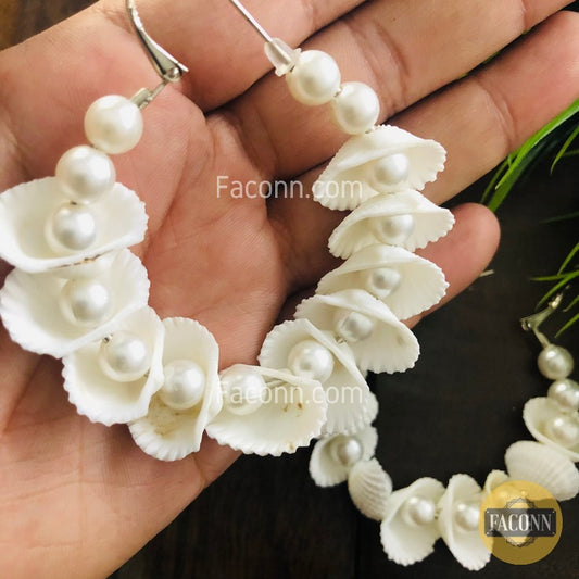 LARQ JEWELS Big Pearl Sea Shell Trendy Earrings