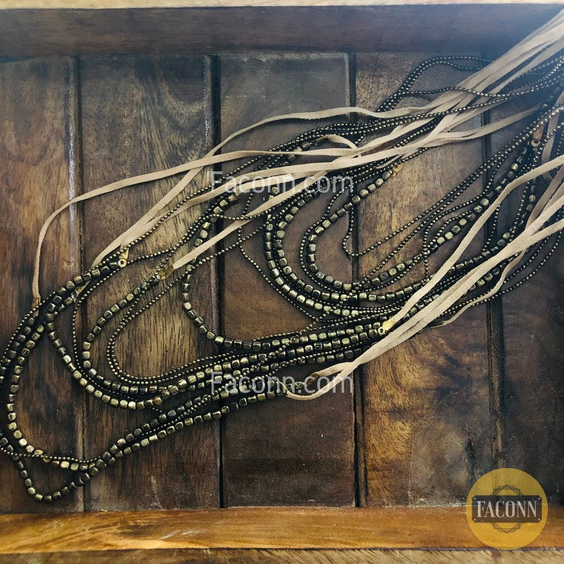 LARQ JEWELS Tibetan Black Alloy Multi-Strand Necklace