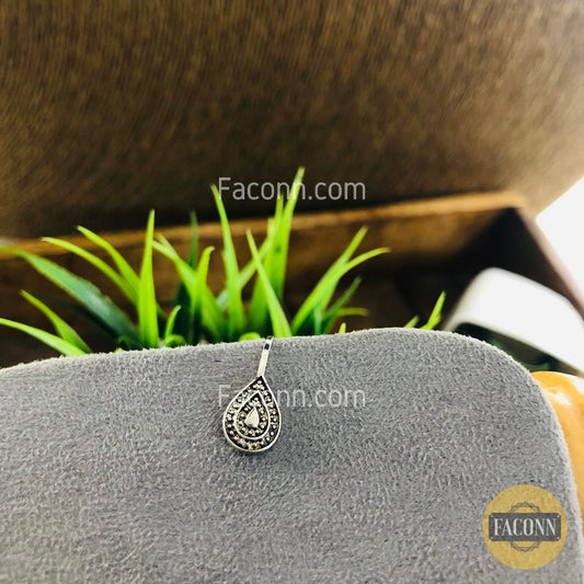 LARQ JEWELS Oxidised Silver Classic Nose Pin