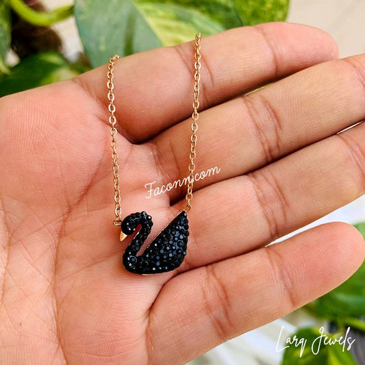 LARQ JEWELS Rose Gold Plated Stylish Duck Tassel Necklace Swan Chain