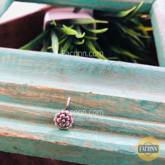 LARQ JEWELS Beautiful Classic Silver Oxidized Finishing Non Piercing Nose Pin