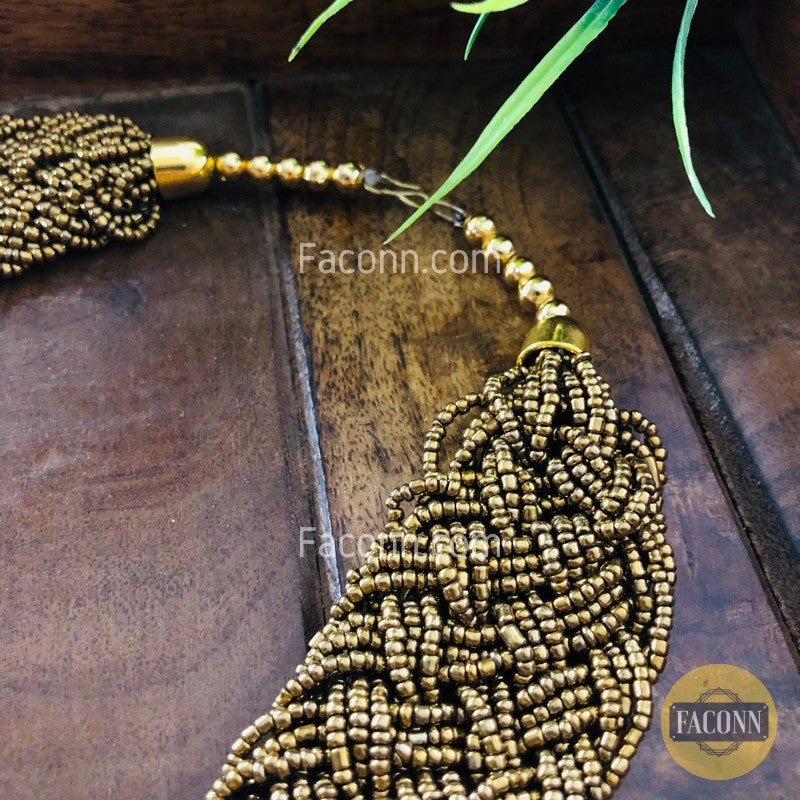LARQ JEWELS Stylish Braid Golden Beads Necklace For Women