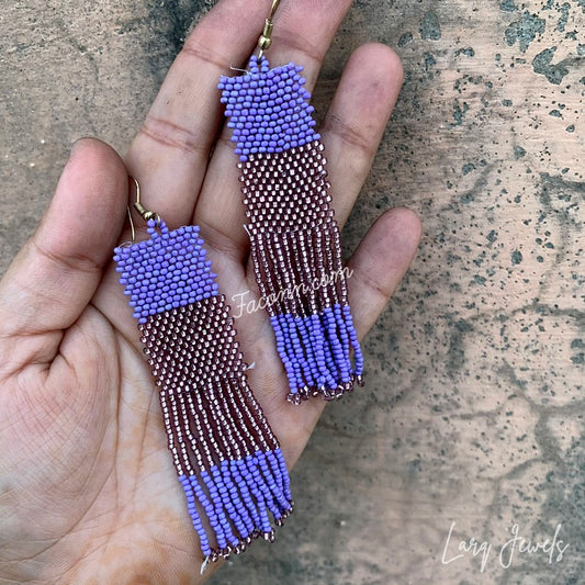 Larq Jewels Black And Purple Seed Beaded Earrings for Women Girls