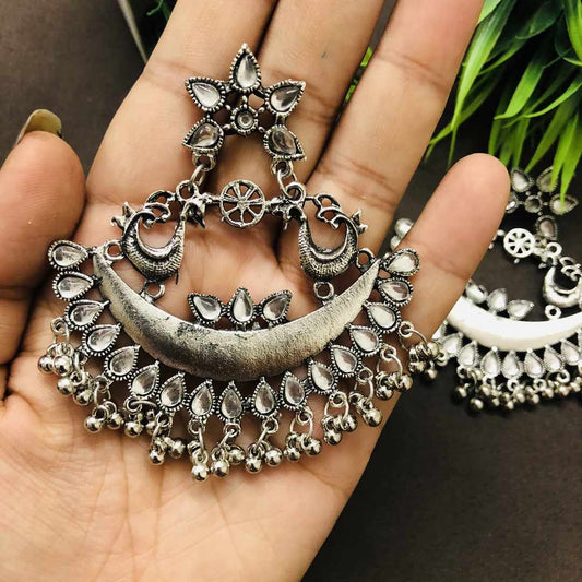 LARQ JEWELS Silver Brass Nayantara Lightly Embellished Drop Earrings for Women, Girls