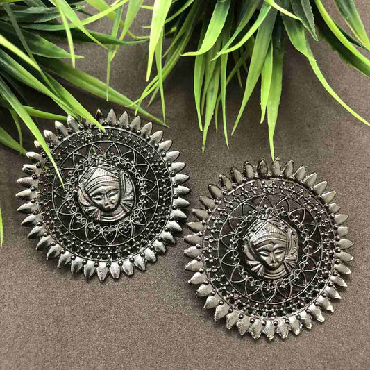 LARQ JEWELS boho black Durga earrings for women oxidised stud earrings