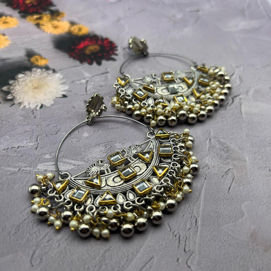 Traditional Peacock Design Oxidised Earrings