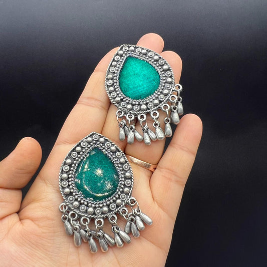 Green Teardrop Design Mini Jhumki Earrings