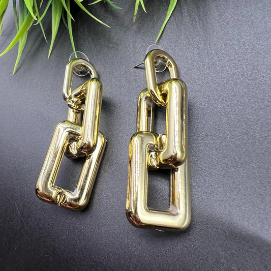 Chain Linked Earrings Korean Gold