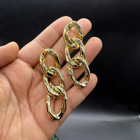 Gold Twisted Chain Linked Earrings