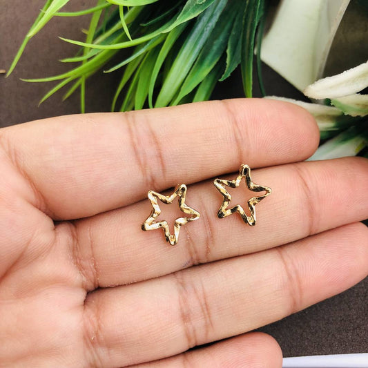 Non Precious Metal Silver Rhodium tone Star Stud Earrings