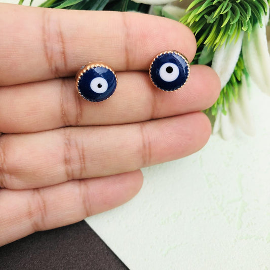 LARQ JEWELS Evil's Eye Blue Stainless Steel Stud Earring