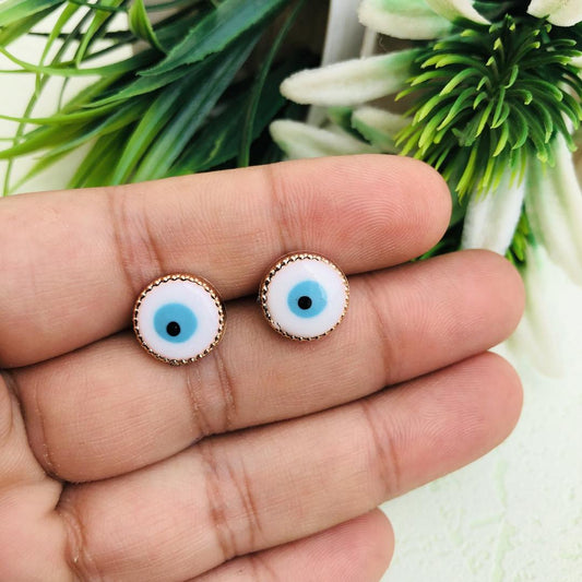 LARQ JEWELS Evil's Eye White Stainless Steel Stud Earring